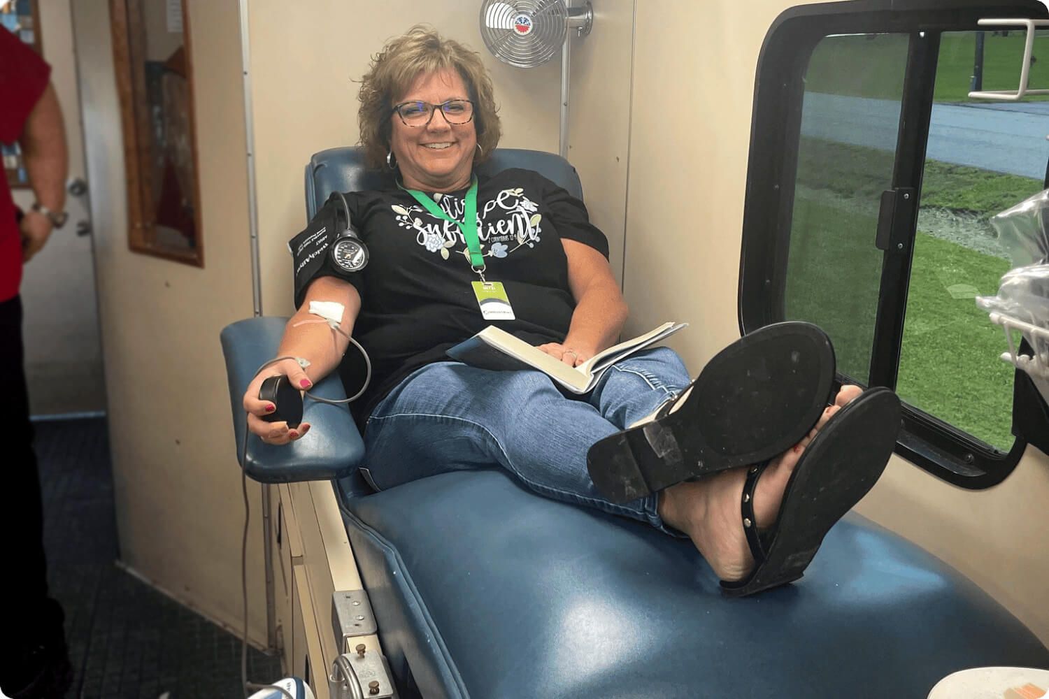 Photo of employee donating blood