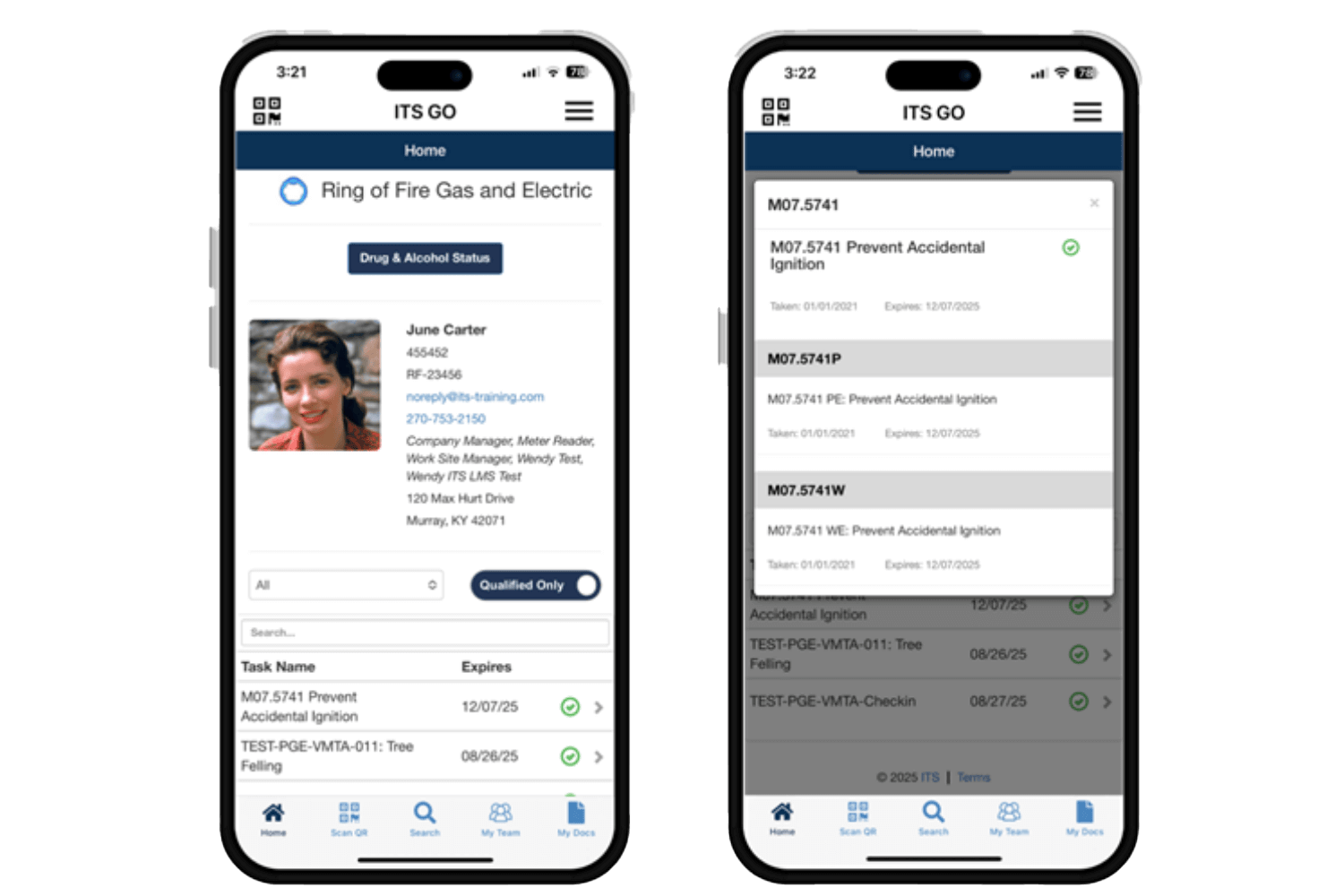 ITS Connect Screens on iPhone